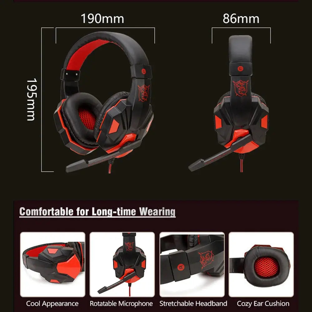 3.5mm Wired Gaming Headphones With Microphone 120° Adjustable PC Bass Stereo Gamer Headset For PS4 PS5 Xbox Smartphone Laptop GlobalXChange.com